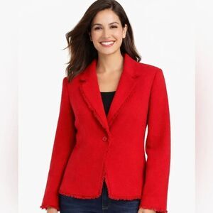 Peck & Peck Collection Fringed Blazer